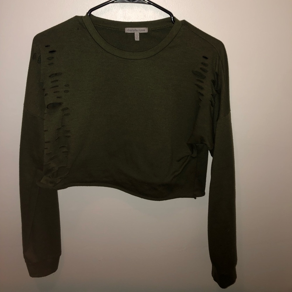 green ribbed crop top.